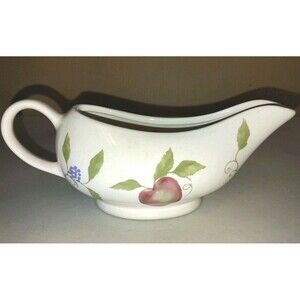 ​Four Star Stoneware Gravy Boat - Fruit Harvest Pattern (Apple, Grape, Pear)...